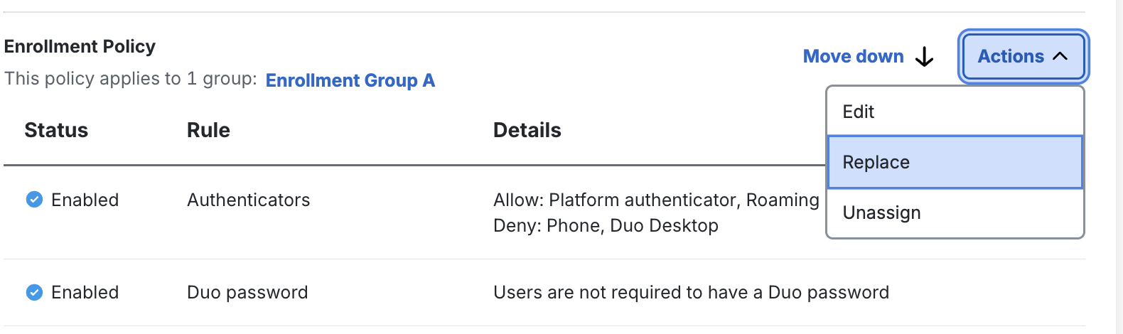 Replace Enrollment Policies