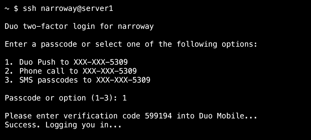Duo Unix Authentication Prompt with Verified Duo Push