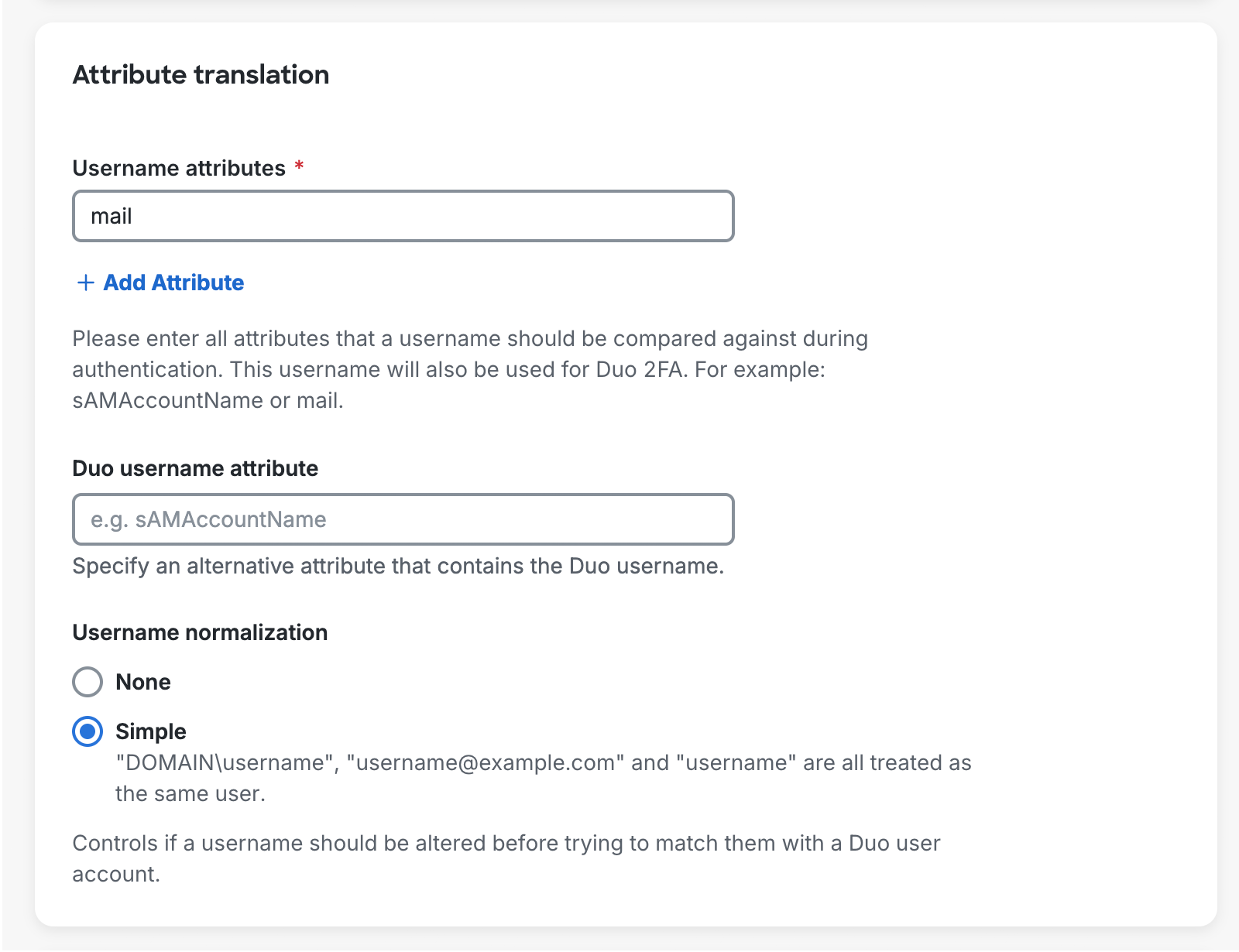 Attribute Translation Active Directory Configuration