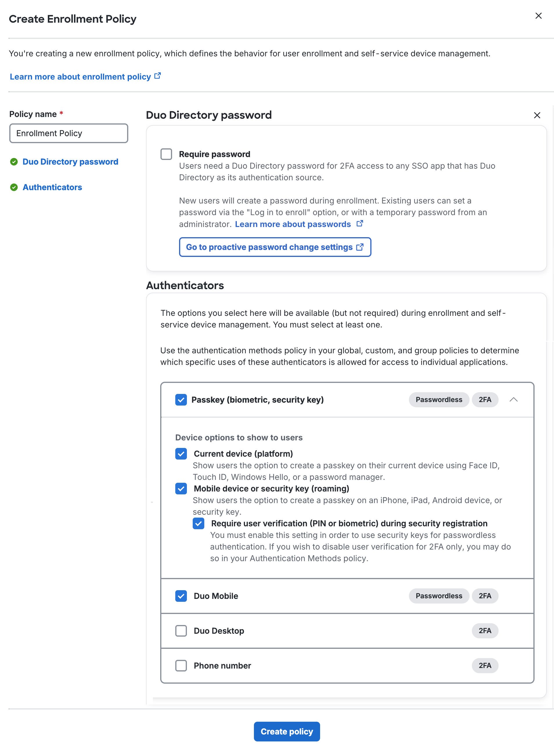 Creating an Enrollment Policy
