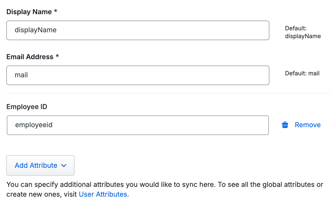 Custom User Attribute in Directory Sync Configuration