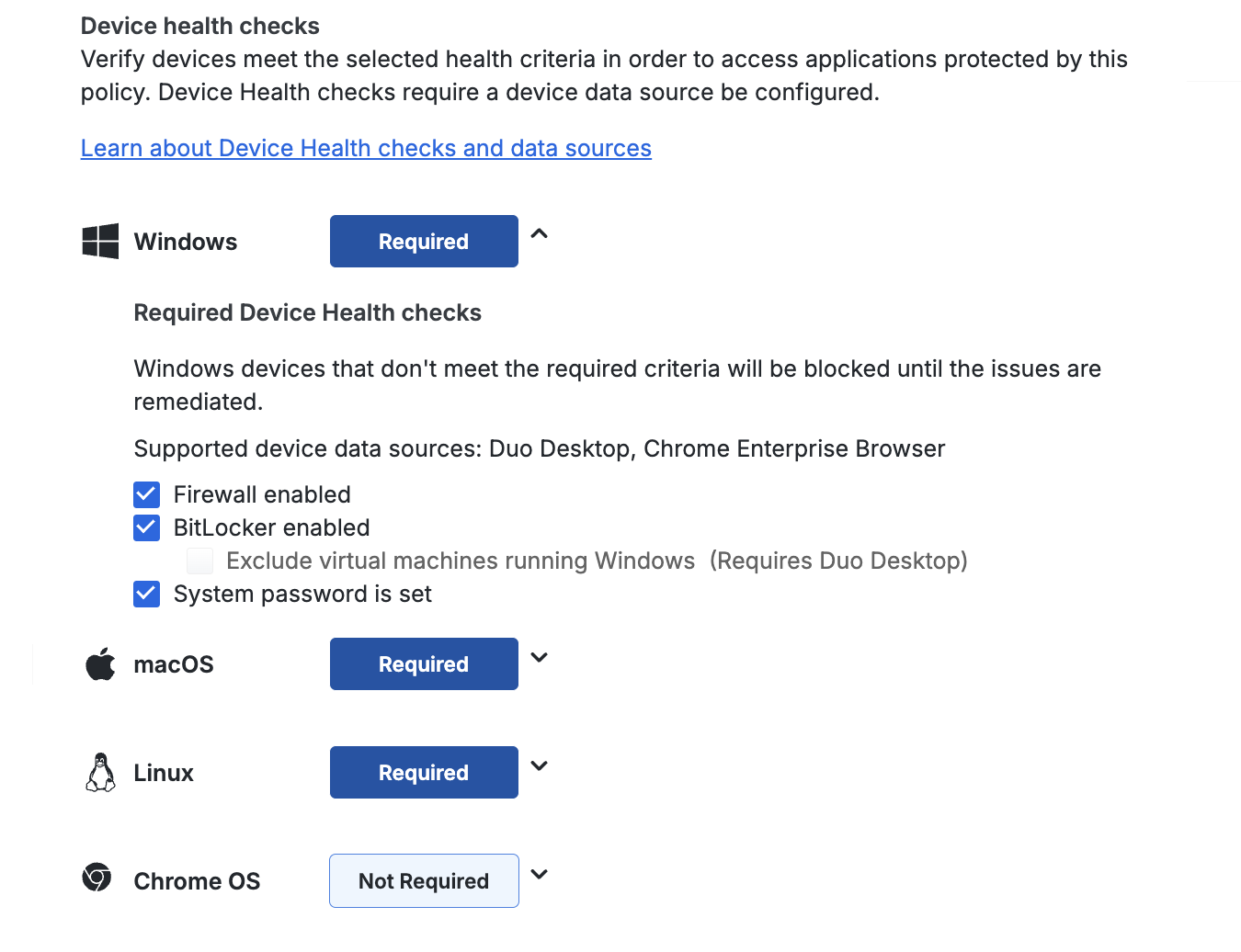 Configured Duo Desktop App Required in Policy