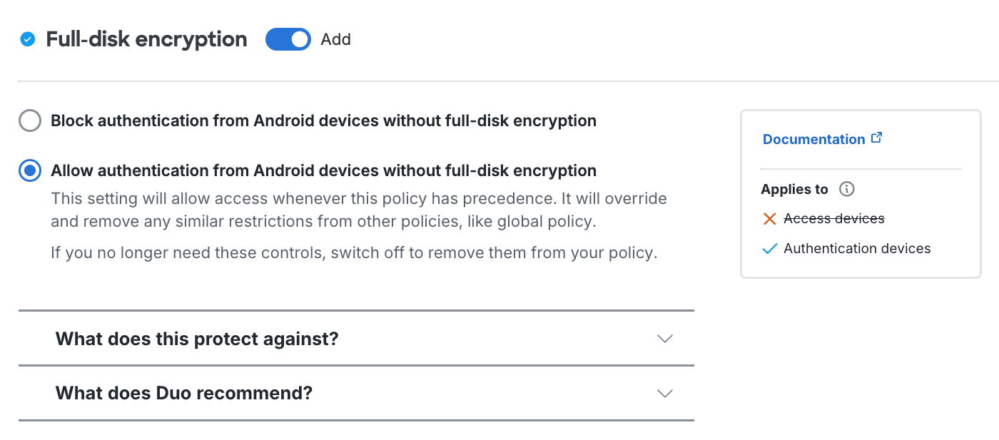 Full-Disk Encryption Settings