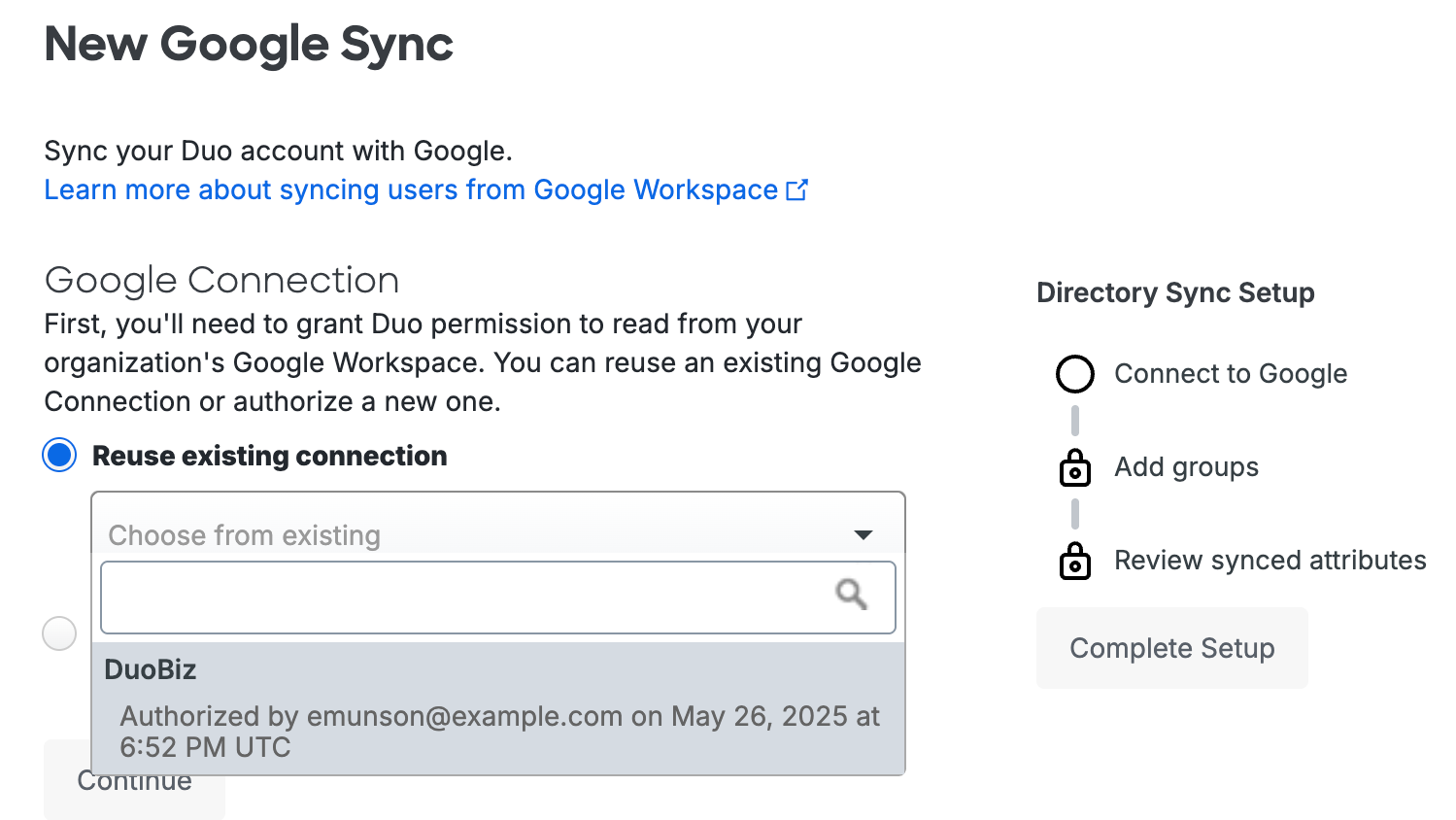 Reuse Google Sync Connection