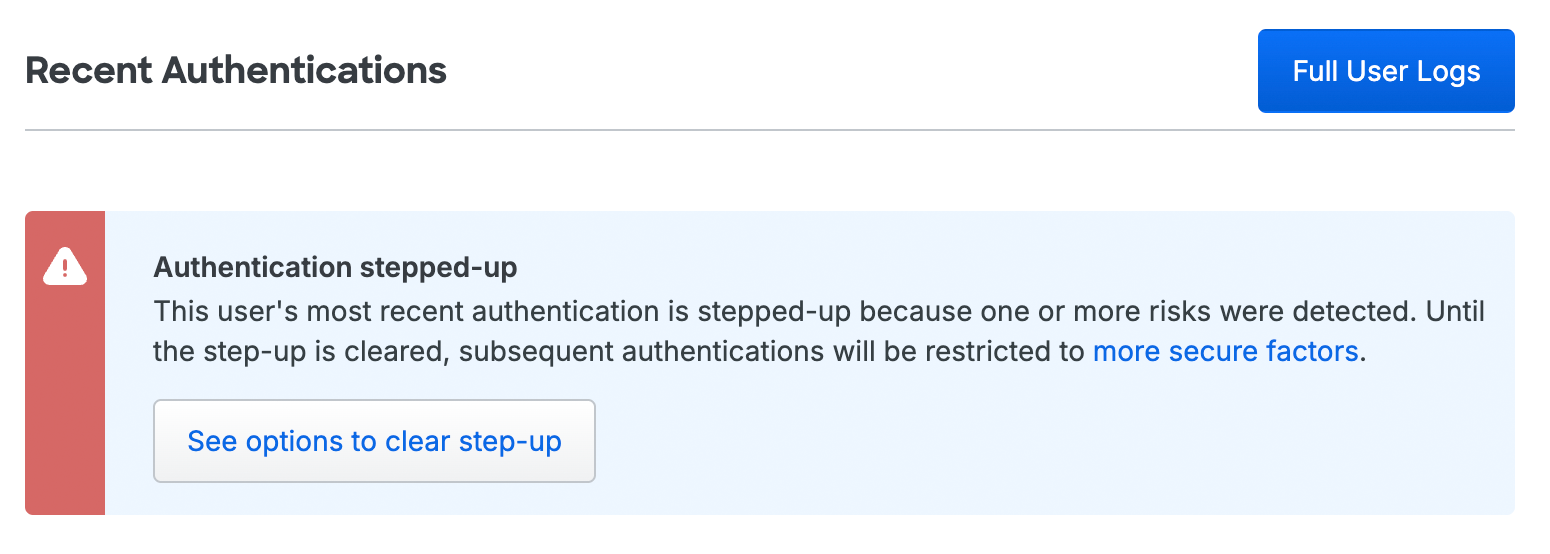 Clear Step-Up from User Details