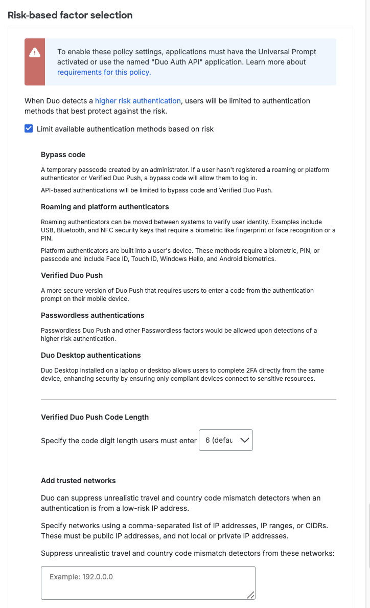 Duo Risk-based Factor Selection Policy Enabled