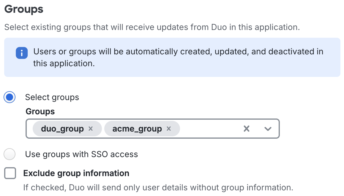 Duo AWS IAM Identity Center Groups