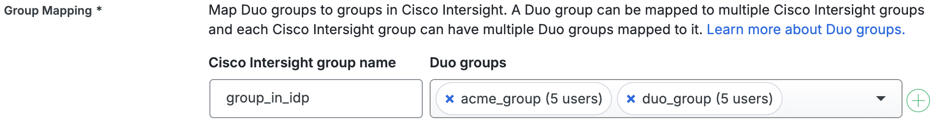 Duo Cisco Intersight Group Mapping Fields