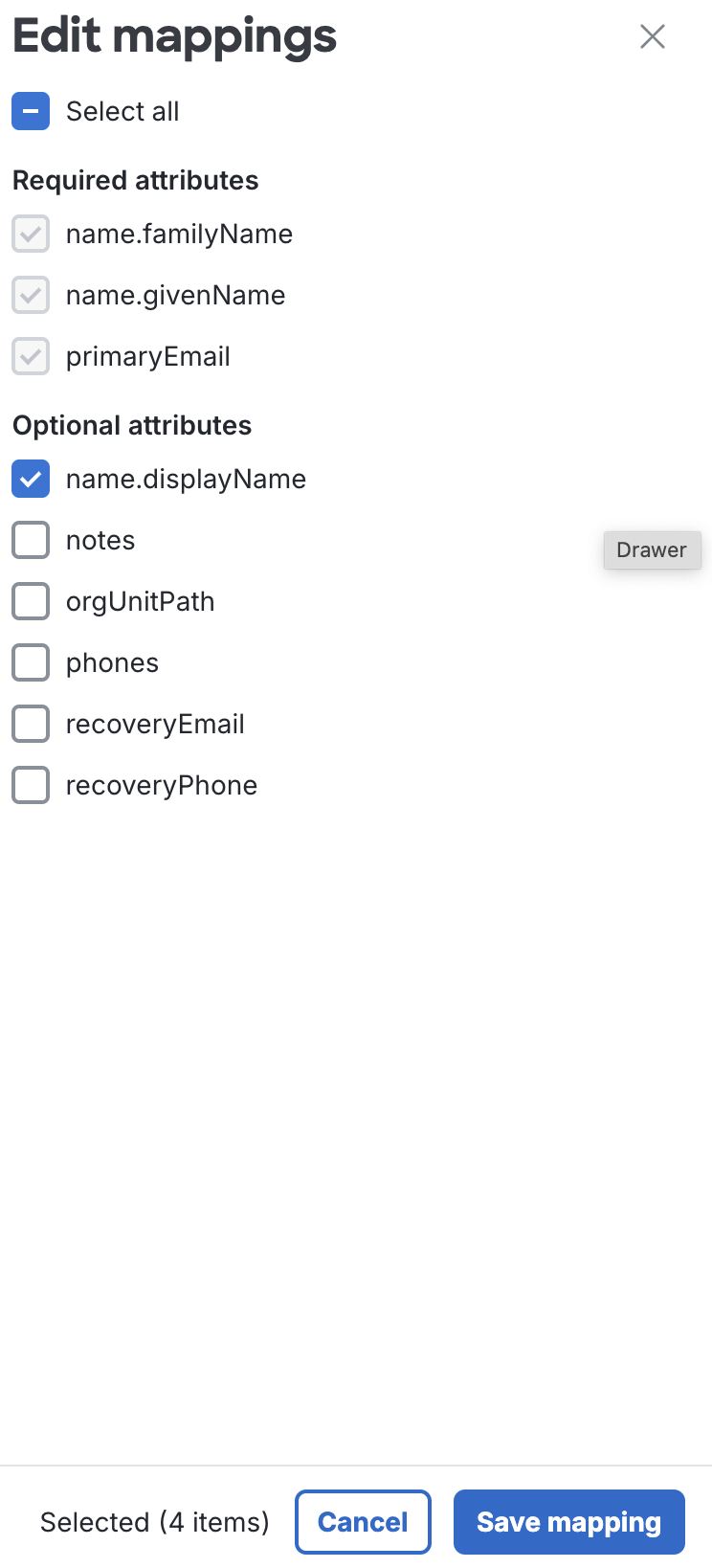 Duo Google Workspace Edit Mappings Window