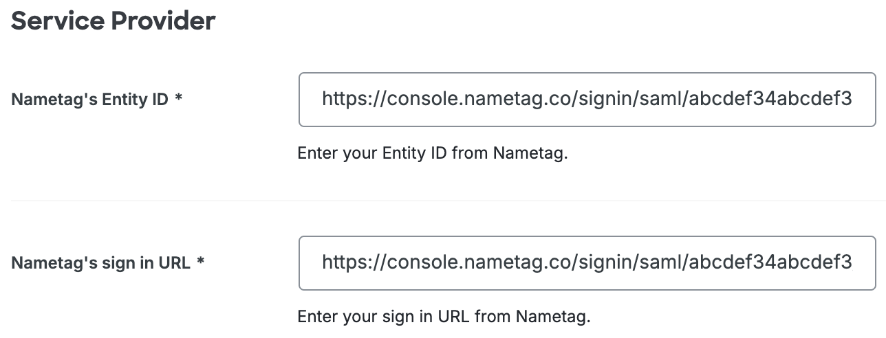 Duo Nametag Service Provider Fields