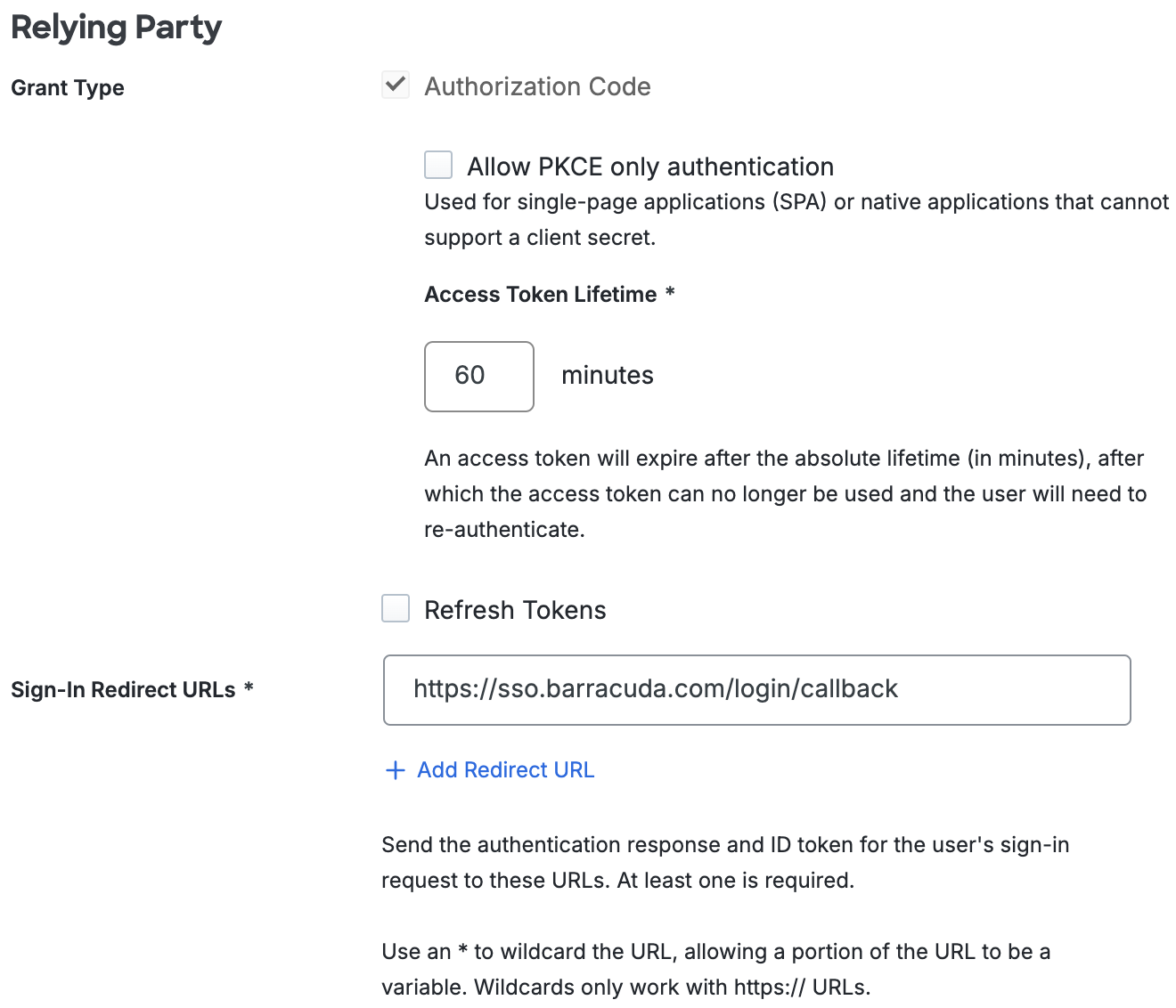 Duo Barracuda SecureEdge Relying Party Section
