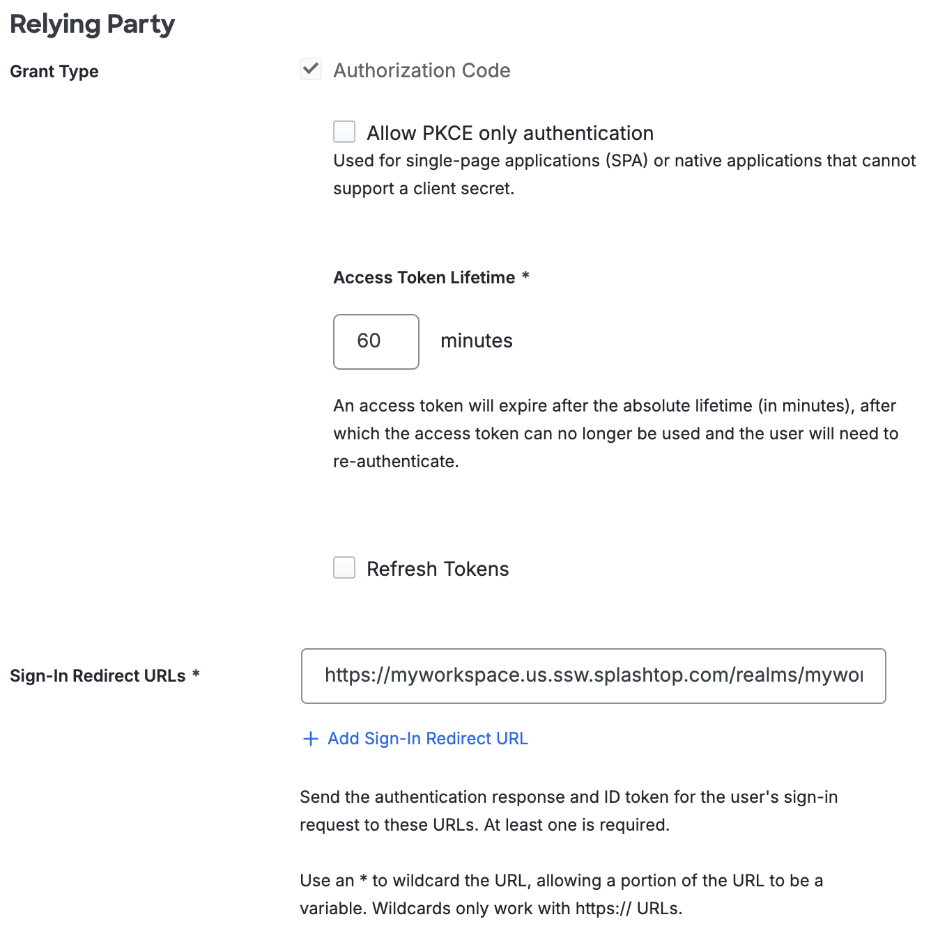 Duo Splashtop Secure Workspace Relying Party Section
