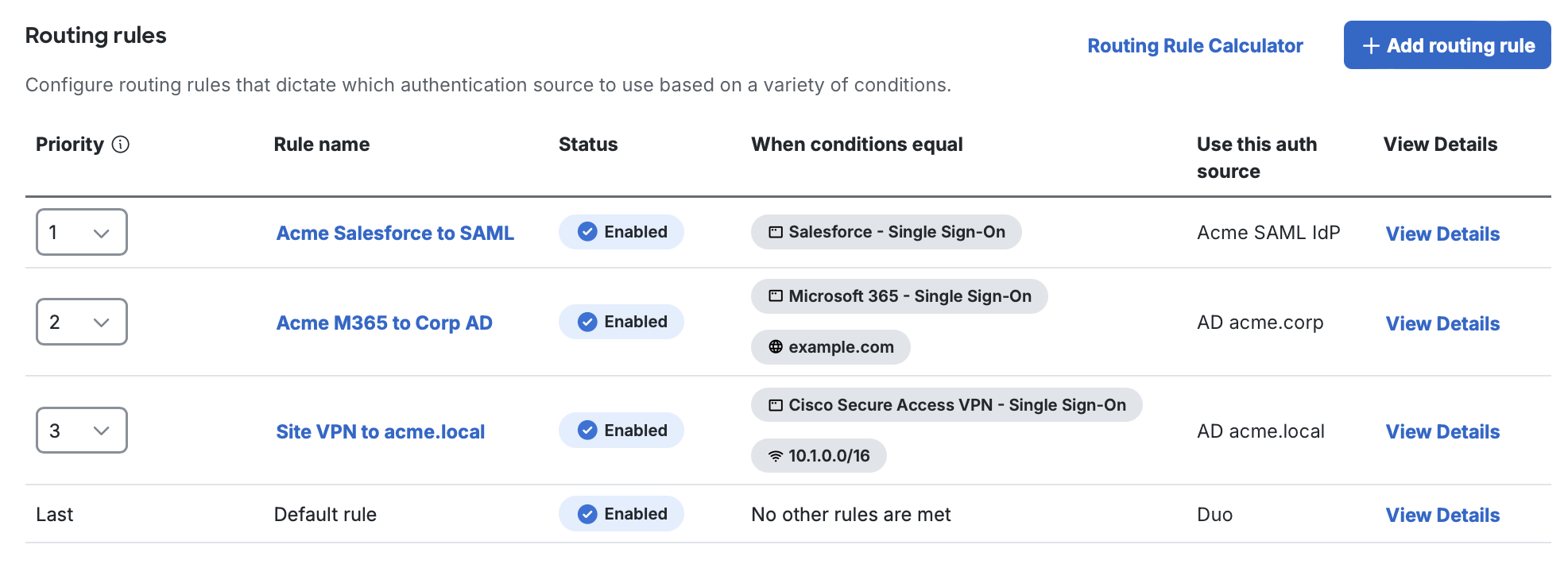 Duo SSO Multiple Routing Rules with Priority