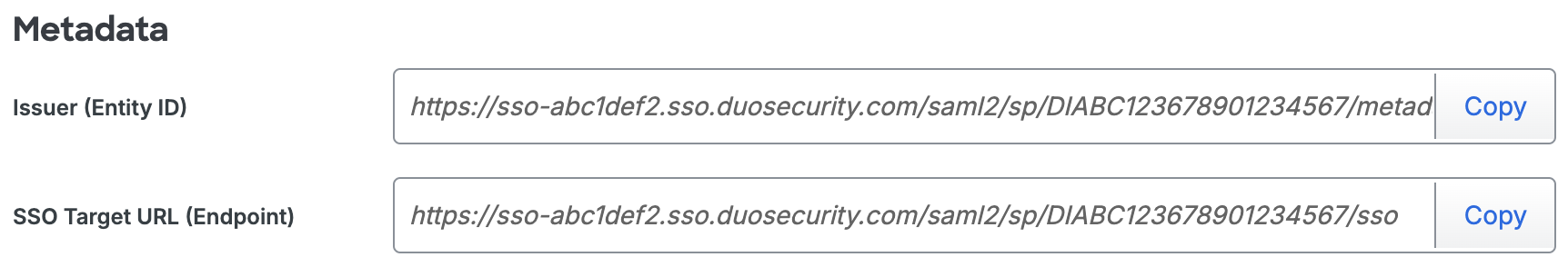 Duo SolarWinds Database Performance Analyzer Metadata URLs