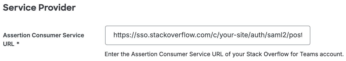 Duo Stack Overflow for Teams ACS URL