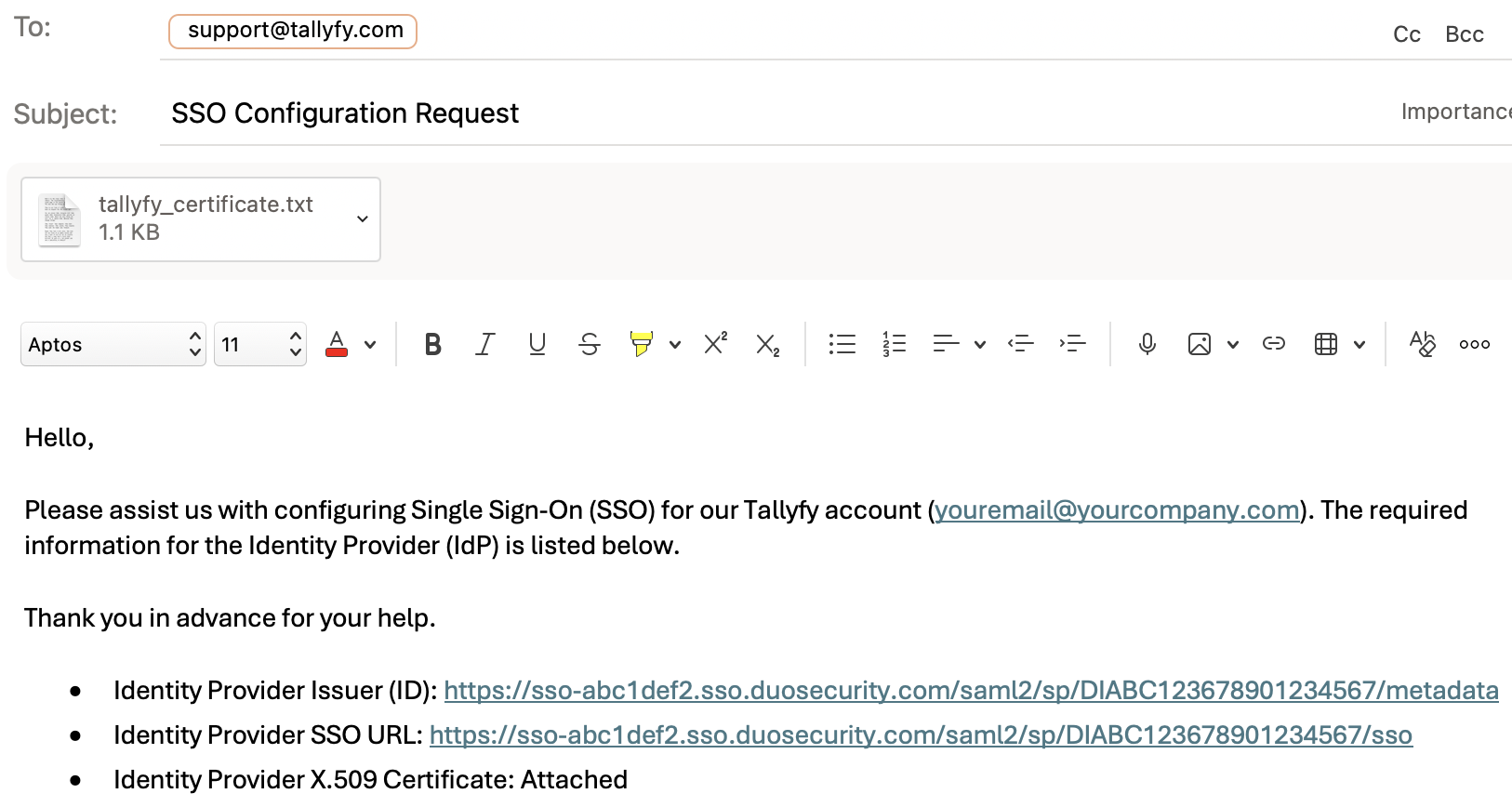 Duo Tallyfy Email Example