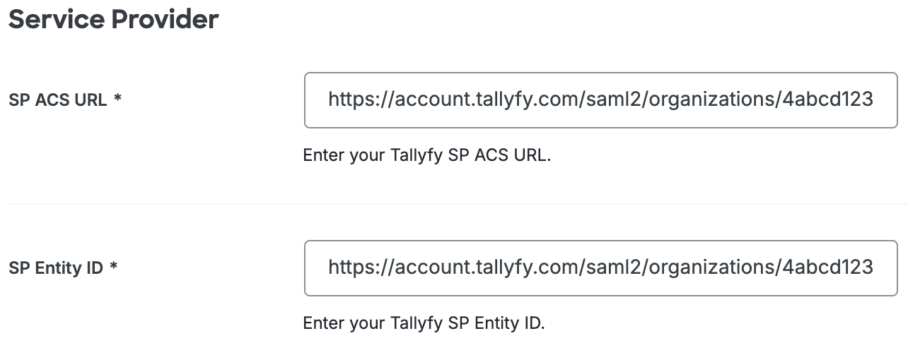 Duo Tallyfy Service Provider Fields