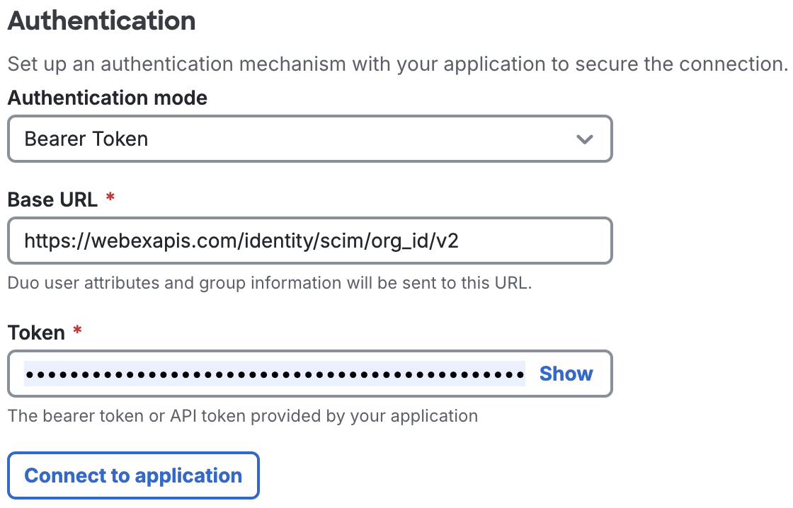 Duo Cisco Webex Base URL Template