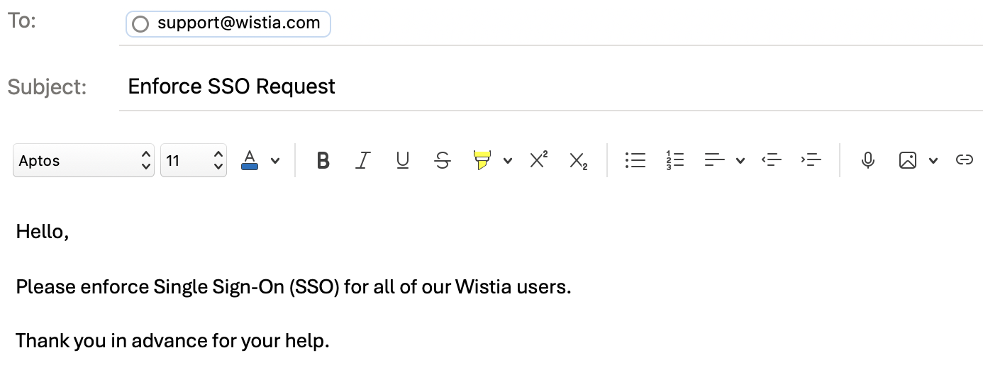 Duo Wistia Enforce SSO Email Example