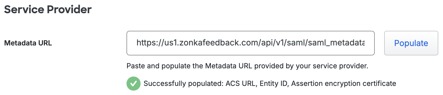 Duo Zonka Feedback Service Provider Metadata URL