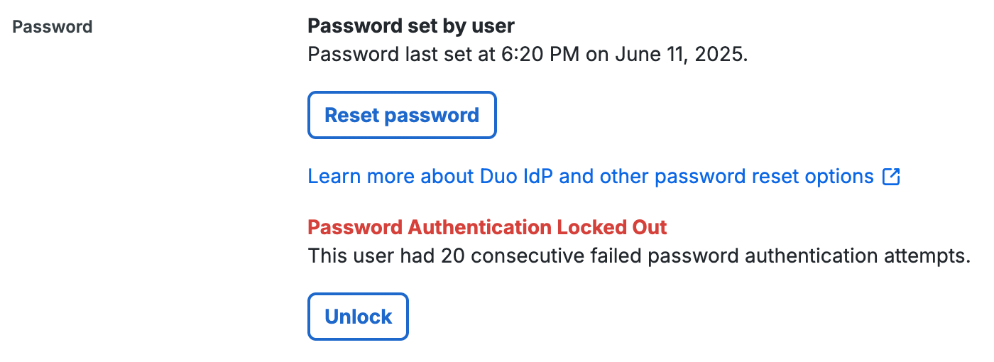 User Locked Out for Password Authentication