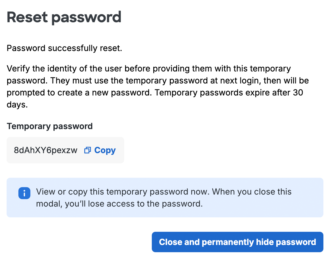 Duo-hosted User Password Reset Confirmation