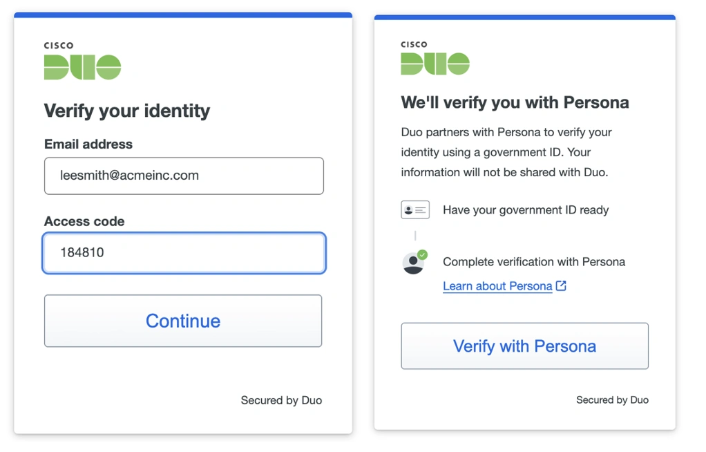 Duo Verify Your Identity in progress