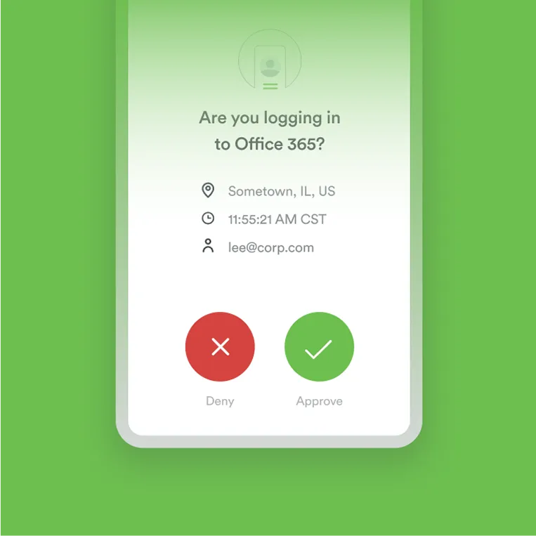 Duo Remote Access screen confirming location and authentication for identity verification