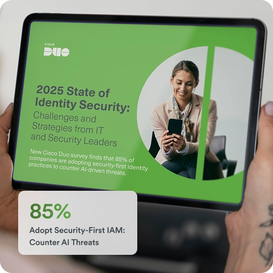 Trusted device tablet sharing the State of Identity Security with Duo